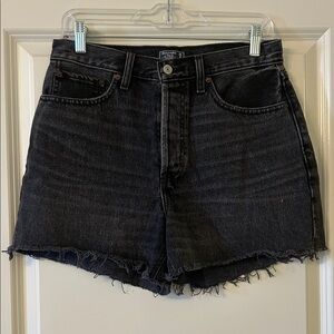 EUC Abercrombie and Fitch Black Denim High Rise 4” Short size 28/6